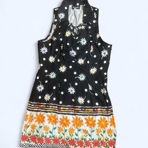 Vintage Floral Polka Dot Sleeveless Dress